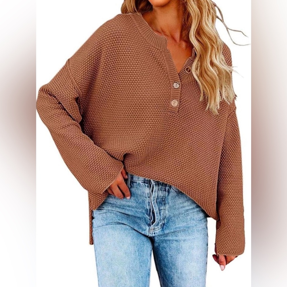Cozy Waffle Knit Henley Sweater